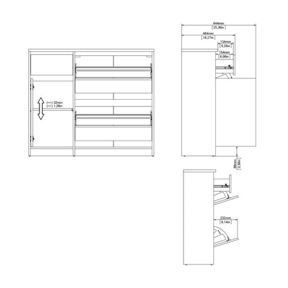Naia Shoe Cabinet with 2 Flip Down Doors 1 Door and 1 Drawer in Jackson Hickory Oak