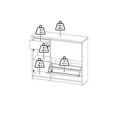 Naia Shoe Cabinet with 2 Flip Down Doors 1 Door and 1 Drawer in Jackson Hickory Oak