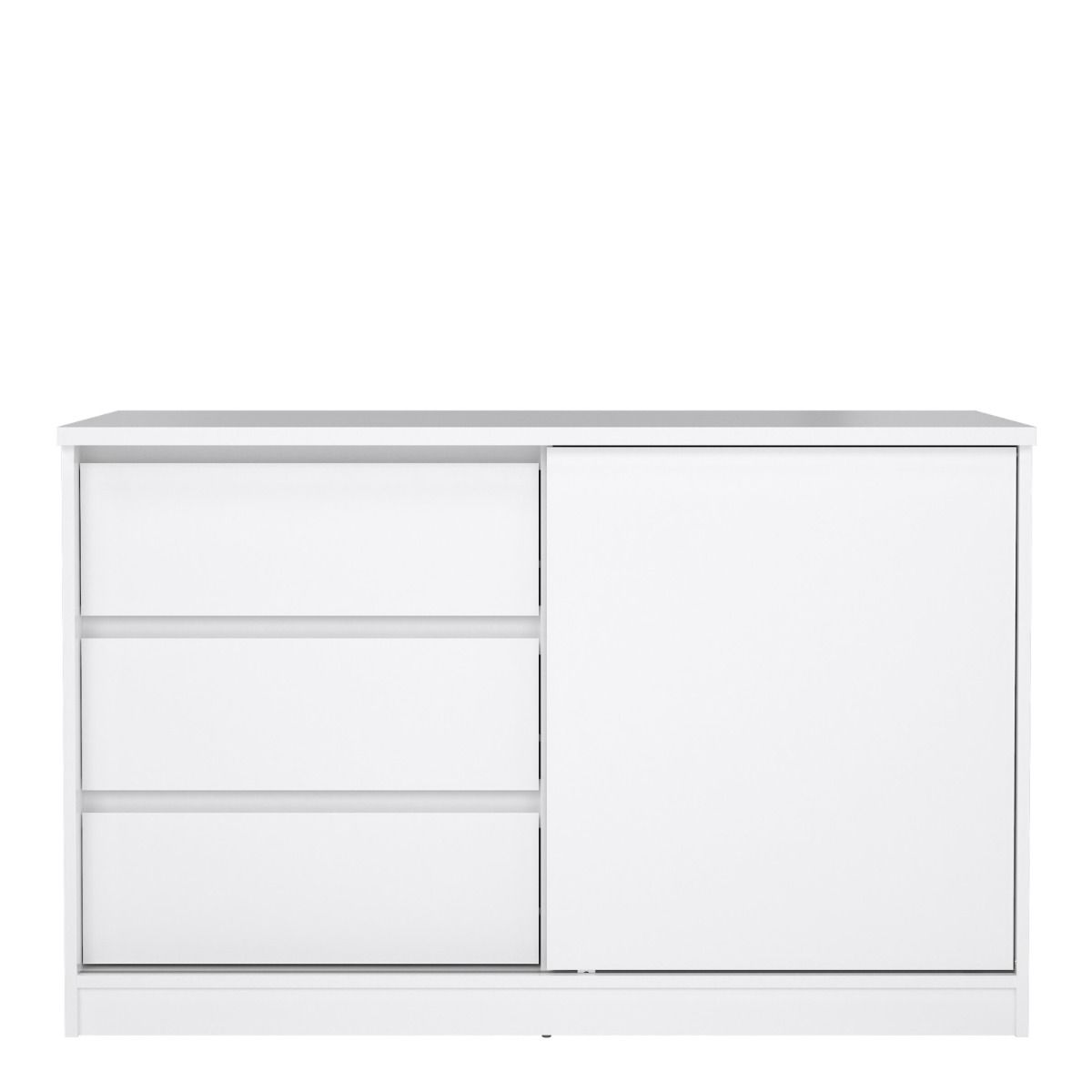 Naia Storage Unit with 1 Sliding Door and 3 Drawers in White High Gloss