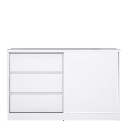 Naia Storage Unit with 1 Sliding Door and 3 Drawers in White High Gloss