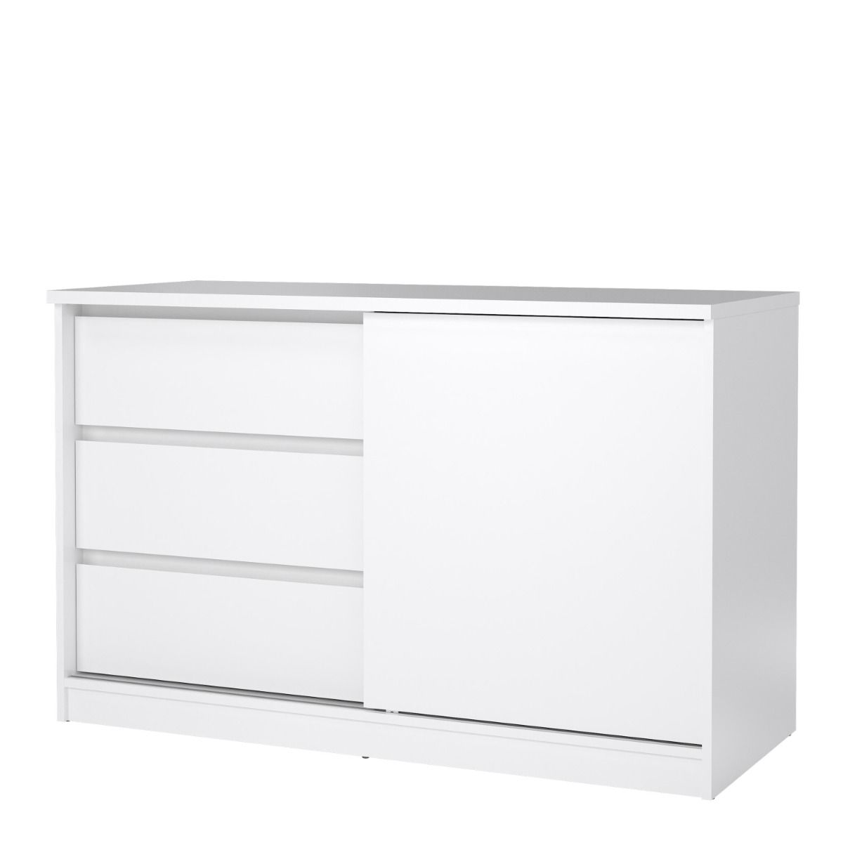 Naia Storage Unit with 1 Sliding Door and 3 Drawers in White High Gloss