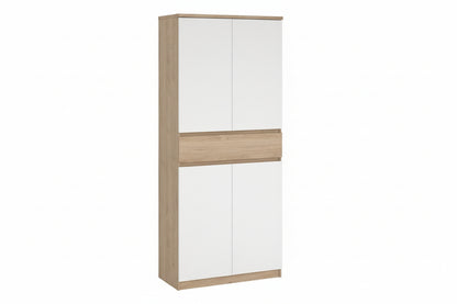 Naia Tall Shoe Cabinet with 4 Doors and 1 Drawer in Oak and White