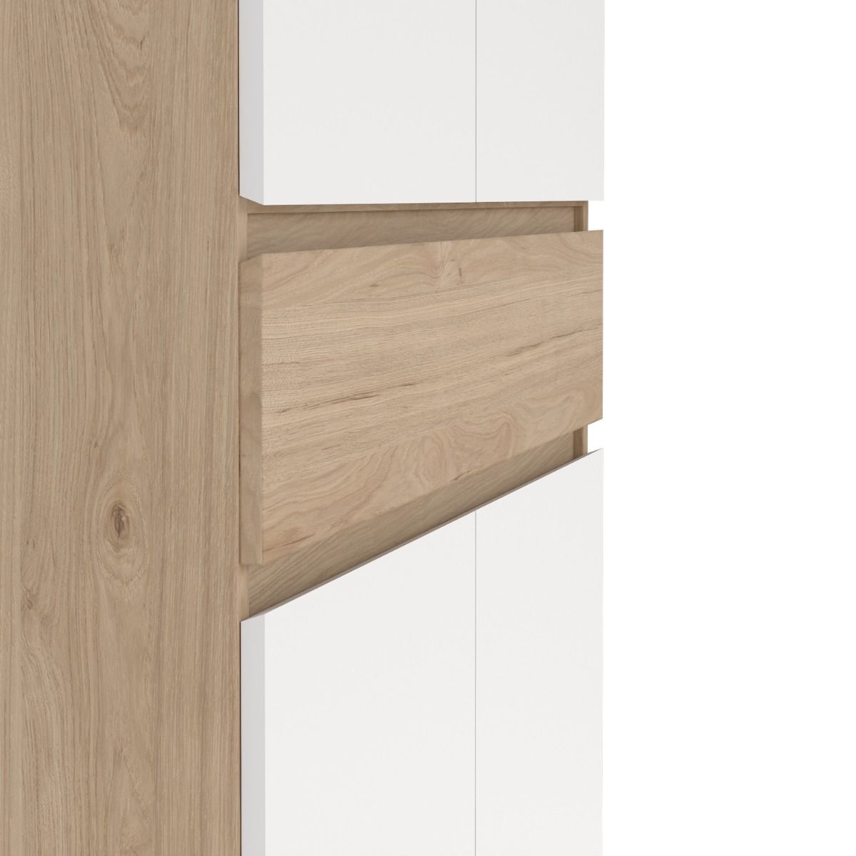 Naia Tall Shoe Cabinet with 4 Doors and 1 Drawer in Oak and White