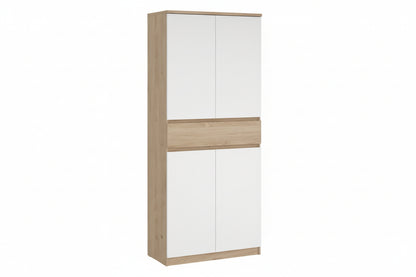 Naia Tall Shoe Cabinet with 4 Doors and 1 Drawer in Oak and White