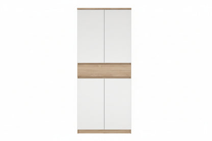 Naia Tall Shoe Cabinet with 4 Doors and 1 Drawer in Oak and White