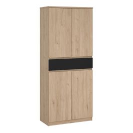 Naia Tall Shoe Cabinet with 4 Doors and 1 Drawer in Oak and Black