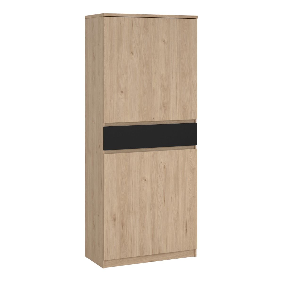 Naia Tall Shoe Cabinet with 4 Doors and 1 Drawer in Oak and Black