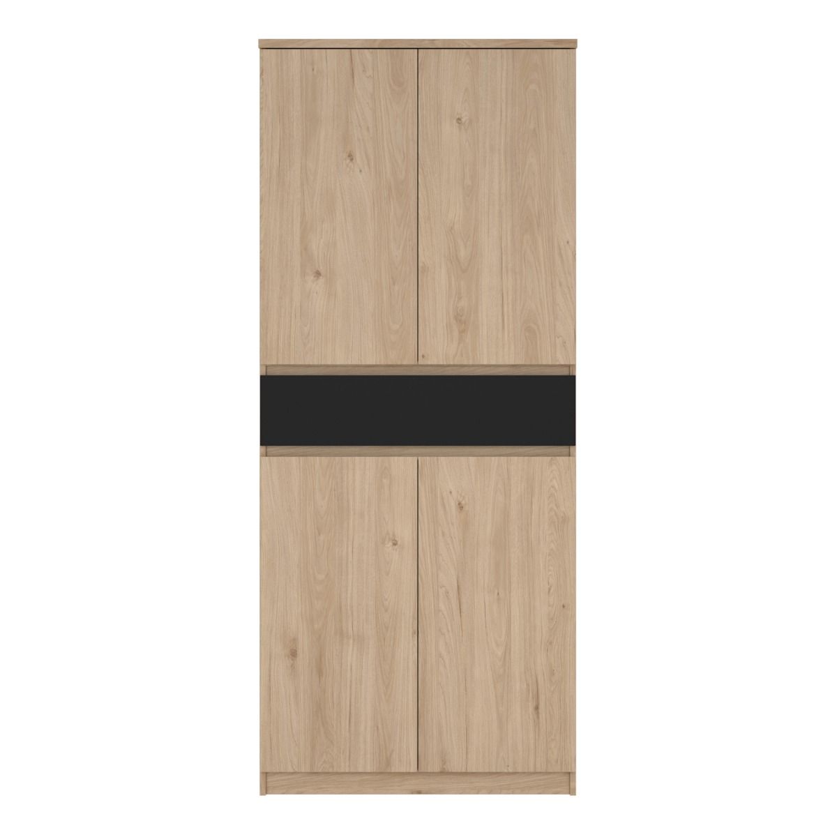 Naia Tall Shoe Cabinet with 4 Doors and 1 Drawer in Oak and Black