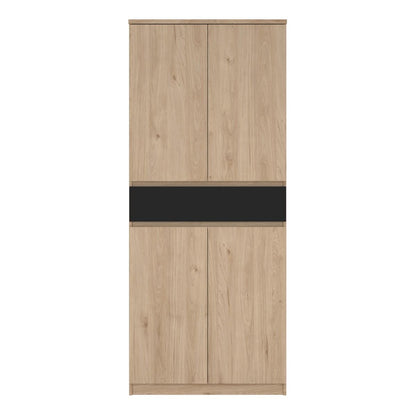 Naia Tall Shoe Cabinet with 4 Doors and 1 Drawer in Oak and Black