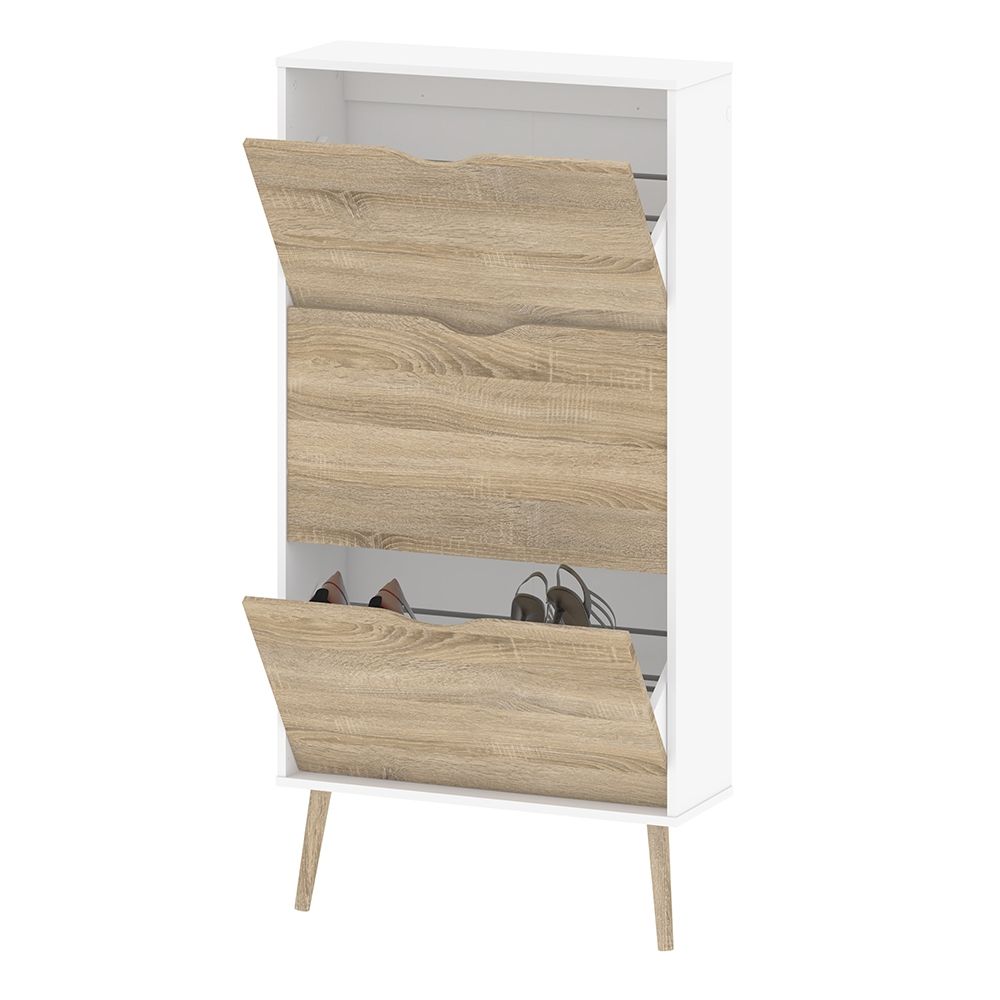 Oslo 3 Drawer Shoe Cabinet in White and Oak