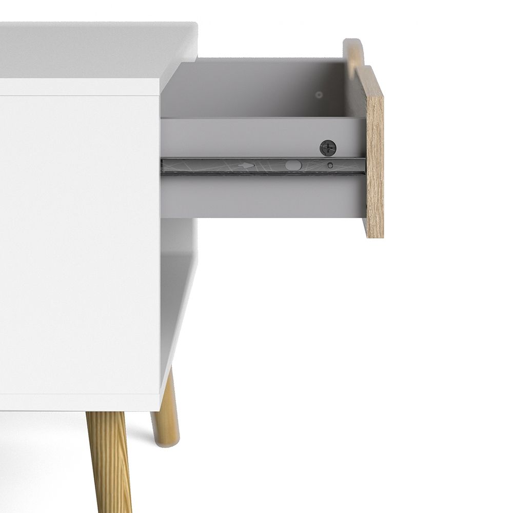 Oslo Bedside Cabinet with 1 Drawer in White and Oak