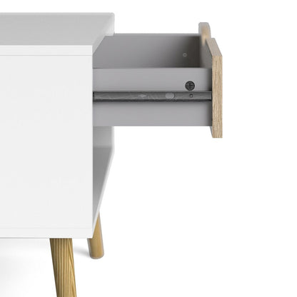 Oslo Bedside Cabinet with 1 Drawer in White and Oak