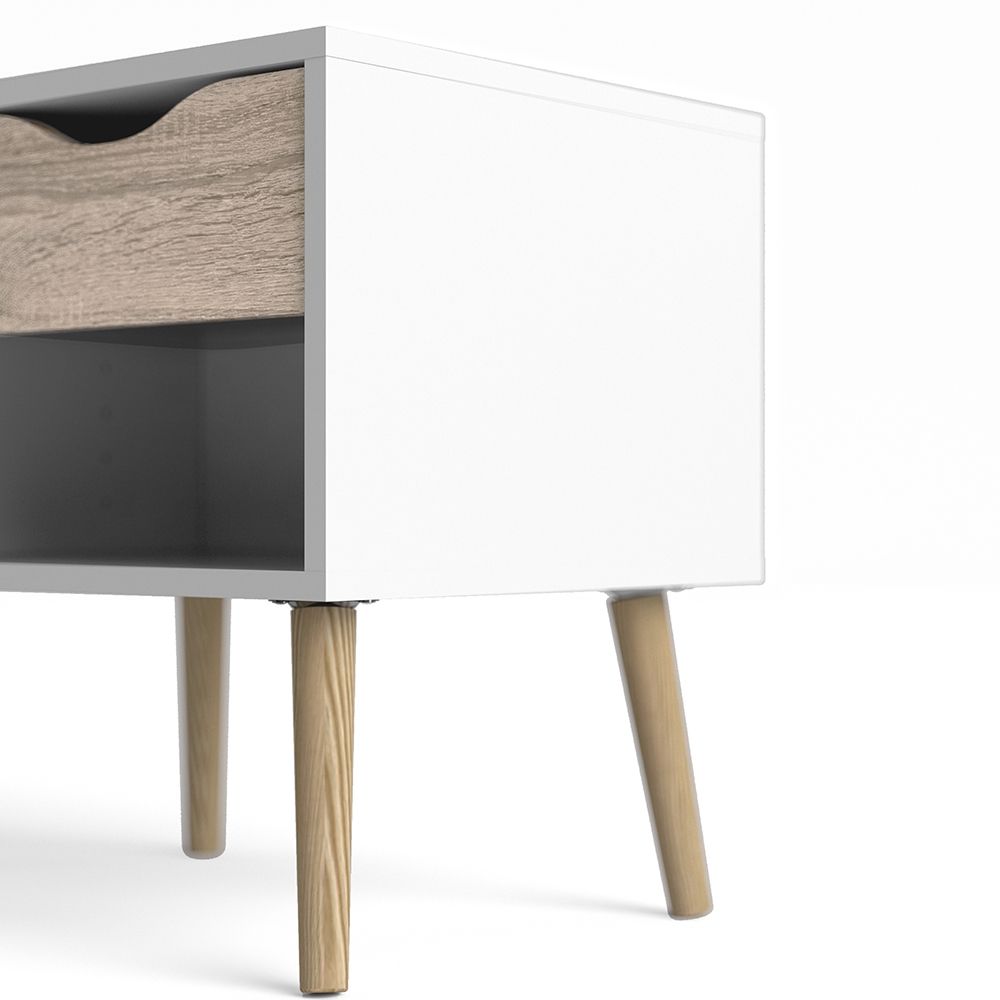Oslo Bedside Cabinet with 1 Drawer in White and Oak