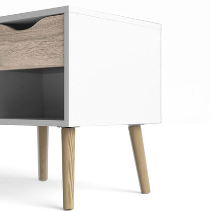 Oslo Bedside Cabinet with 1 Drawer in White and Oak