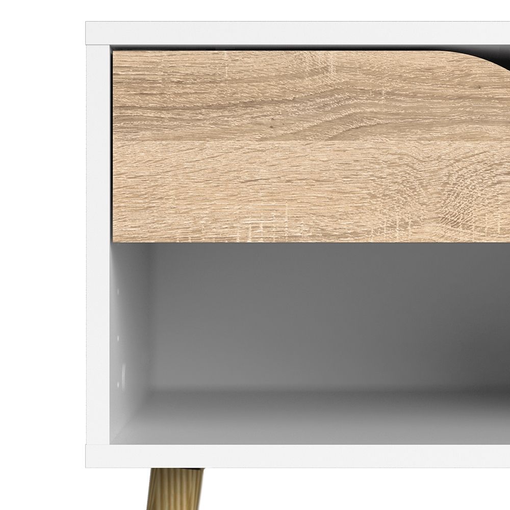 Oslo Bedside Cabinet with 1 Drawer in White and Oak