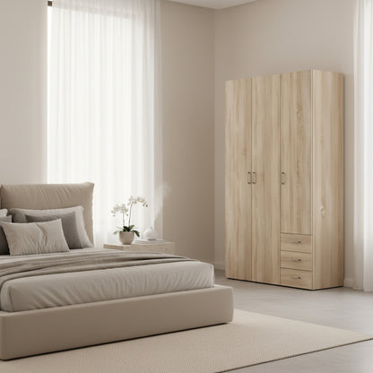 Space Wardrobe - 3 Doors 3 Drawers in Oak 2000