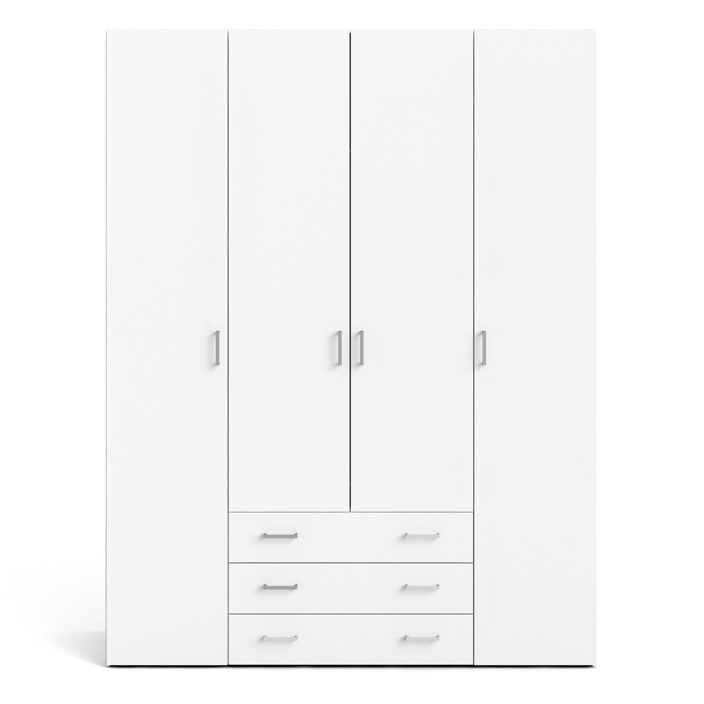 Space Wardrobe - 4 Doors 3 Drawers in White 2000