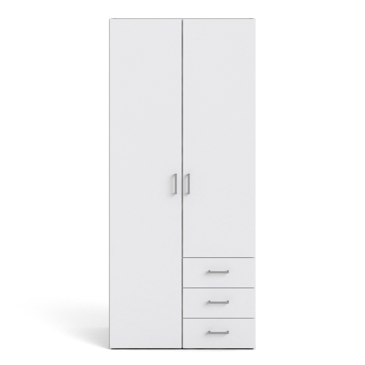 Space Wardrobe with 2 doors + 3 drawers White 1750