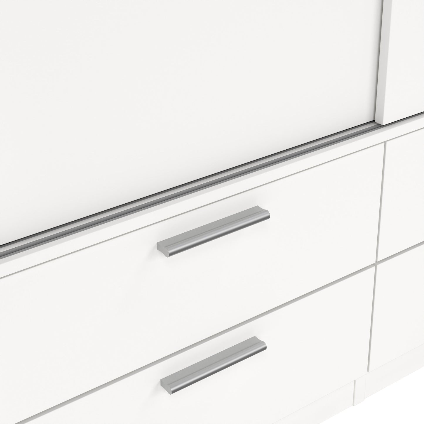 Line Wardrobe with 2 Sliding Doors and 4 Drawers in White