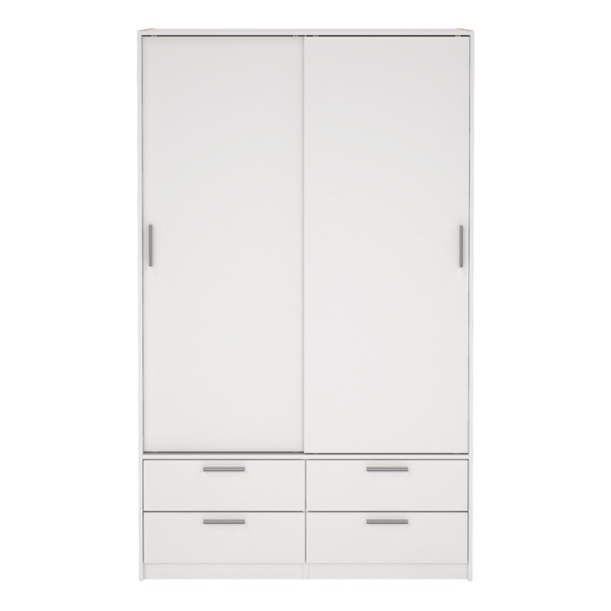 Line Wardrobe with 2 Sliding Doors and 4 Drawers in White