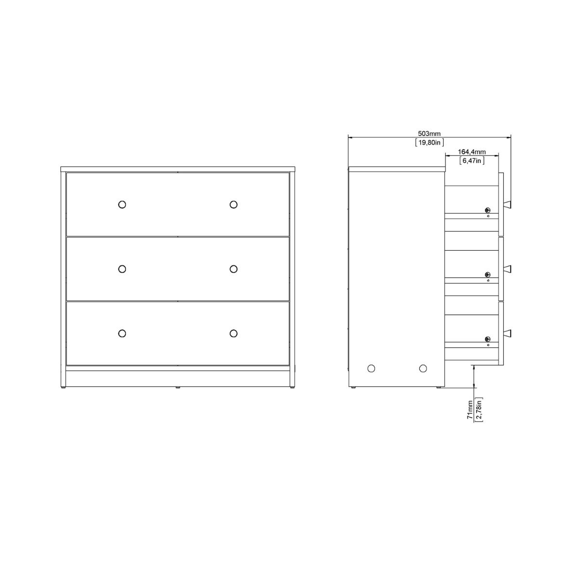 May Chest of 3 Drawers in Jackson Hickory Oak