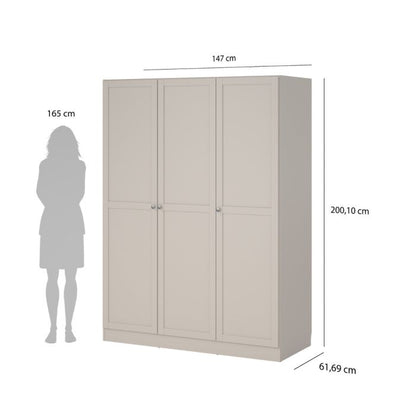 Brande Wardrobe with 3 Frame Doors in Cashmere