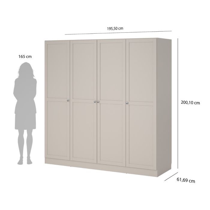 Brande Wardrobe with 4 Frame Doors in Cashmere
