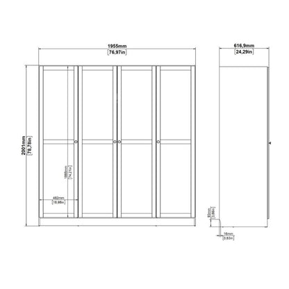 Brande Wardrobe with 4 Frame Doors in Cashmere