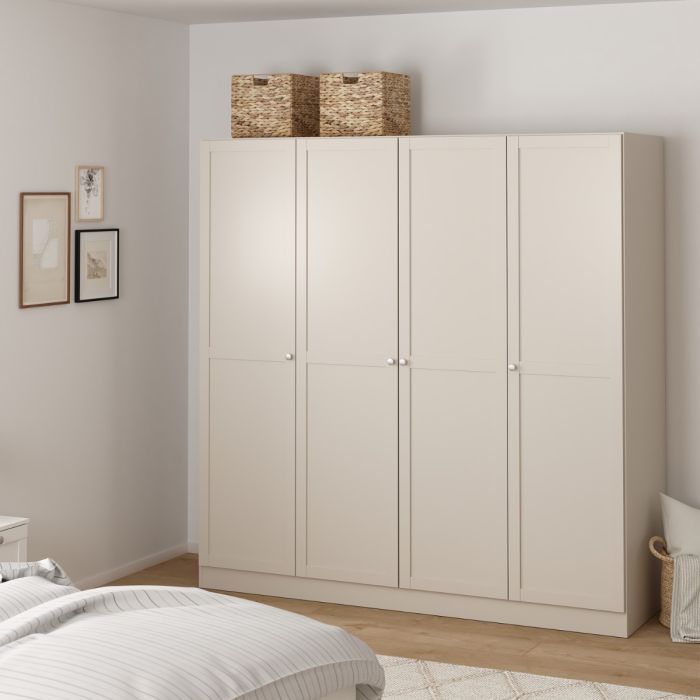 Brande Wardrobe with 4 Frame Doors in Cashmere