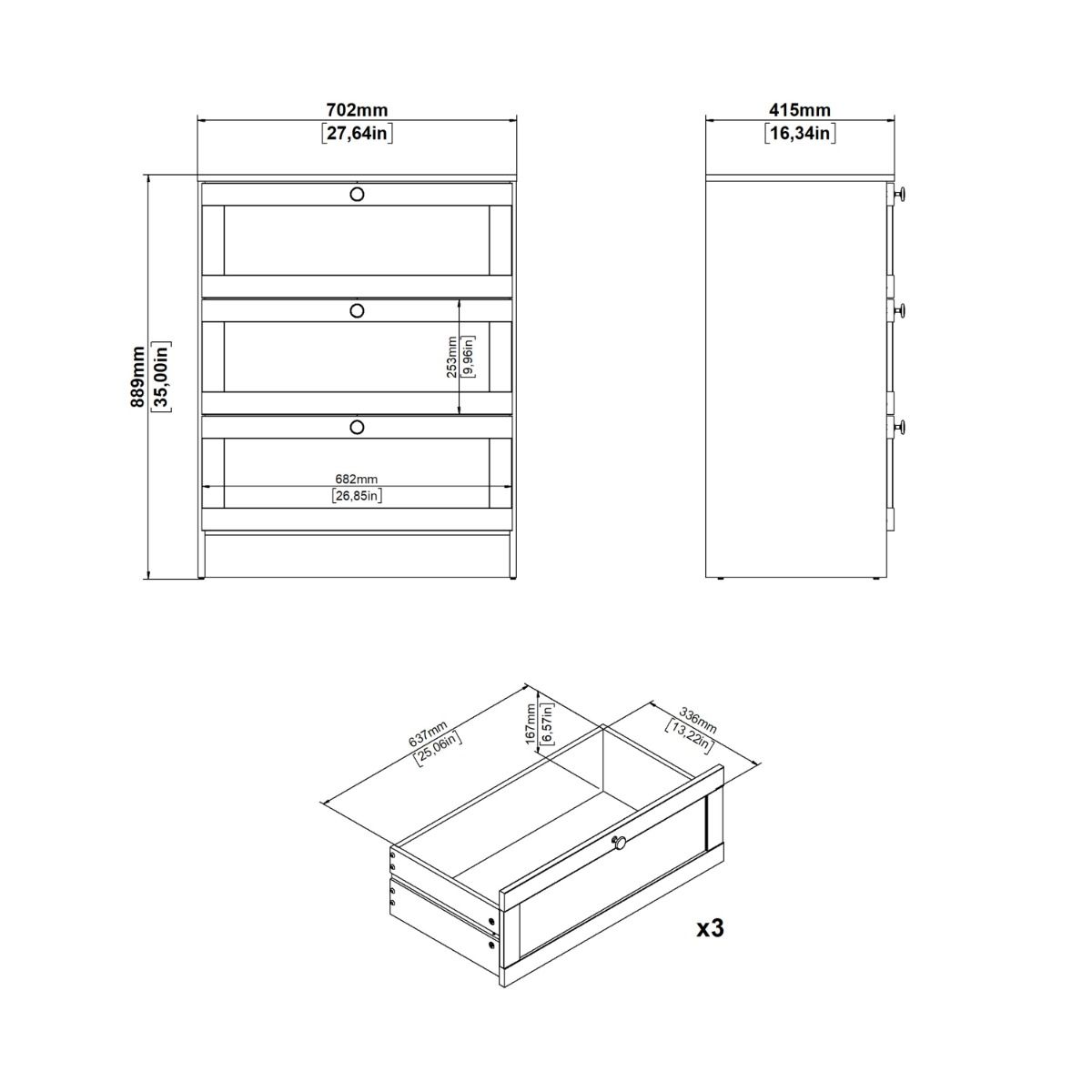 Brande Chest with 3 Frame Drawers in Jackson Hickory