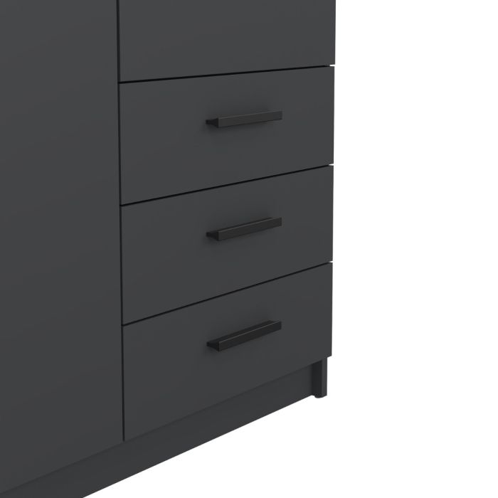 Sprint Wardrobe with 2 Doors + 3 Drawers in Matt Grey