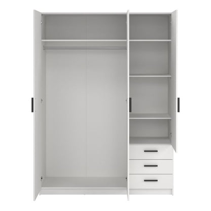 Sprint Wardrobe with 3 Doors + 3 Drawers in White