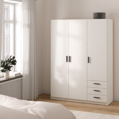Sprint Wardrobe with 3 Doors + 3 Drawers in White