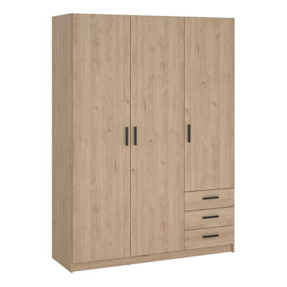 Sprint Wardrobe with 3 Doors + 3 Drawers in Jackson Hickory