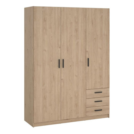 Sprint Wardrobe with 3 Doors + 3 Drawers in Jackson Hickory