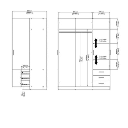 Sprint Wardrobe with 3 Doors + 3 Drawers in Jackson Hickory