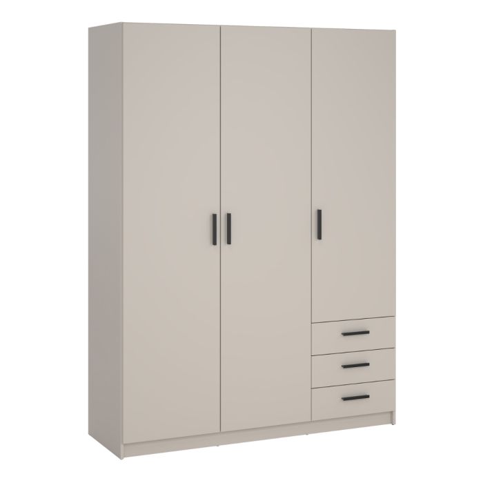 Sprint Wardrobe with 3 Doors + 3 Drawers in Cashmere