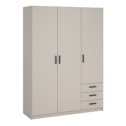 Sprint Wardrobe with 3 Doors + 3 Drawers in Cashmere