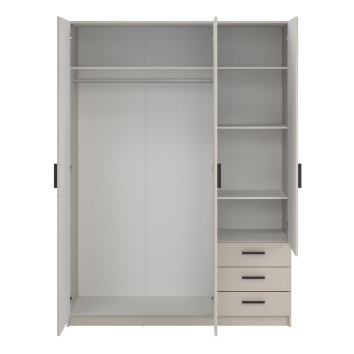 Sprint Wardrobe with 3 Doors + 3 Drawers in Cashmere