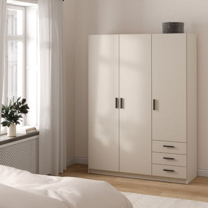 Sprint Wardrobe with 3 Doors + 3 Drawers in Cashmere