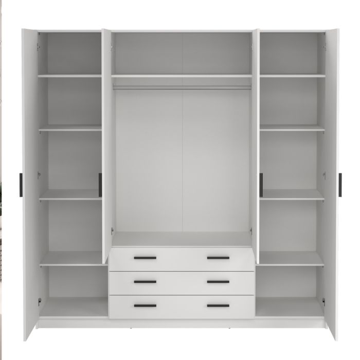 Sprint Wardrobe with 4 Doors + 3 Drawers in White