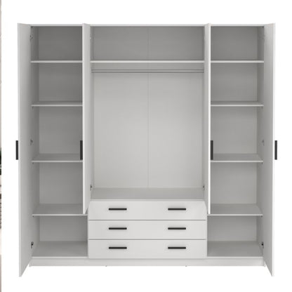Sprint Wardrobe with 4 Doors + 3 Drawers in White