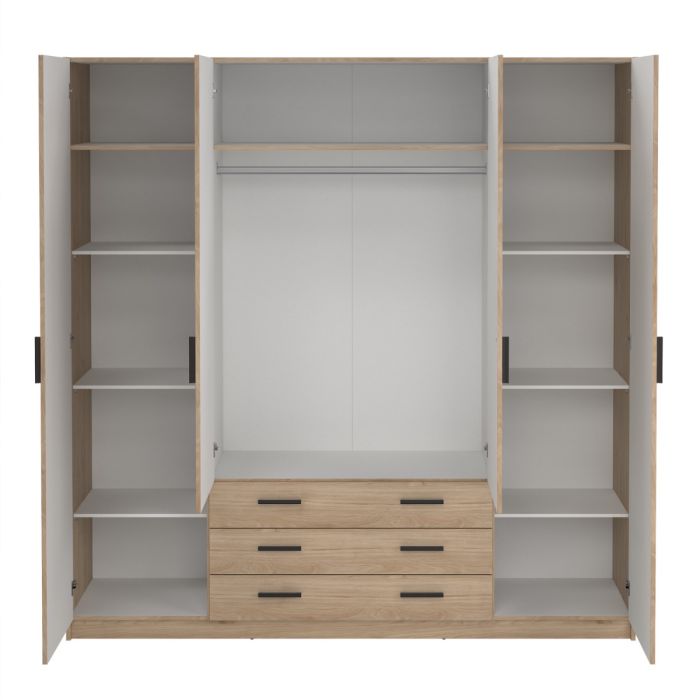 Sprint Wardrobe with 4 Doors + 3 Drawers in Jackson Hickory