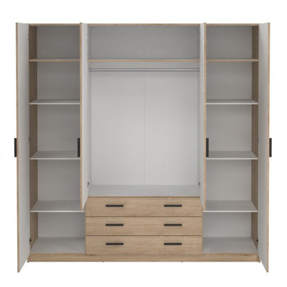 Sprint Wardrobe with 4 Doors + 3 Drawers in Jackson Hickory