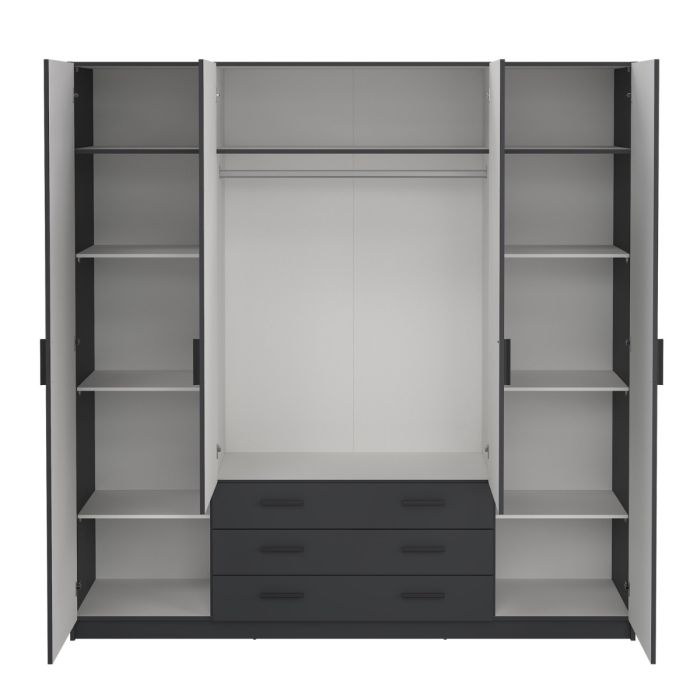 Sprint Wardrobe with 4 Doors + 3 Drawers in Matt Grey