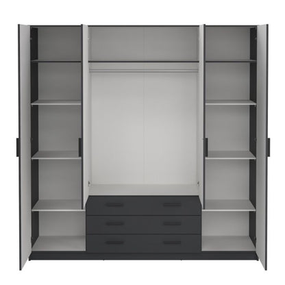 Sprint Wardrobe with 4 Doors + 3 Drawers in Matt Grey