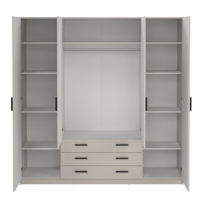 Sprint Wardrobe with 4 Doors + 3 Drawers in Cashmere