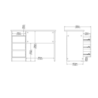 Function Plus Desk 3 Drawers in Cashmere