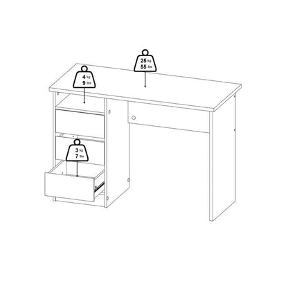 Function Plus Desk 3 Drawers in Cashmere
