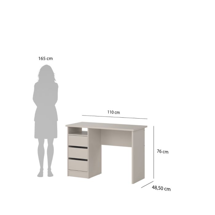 Function Plus Desk 3 Drawers in Cashmere